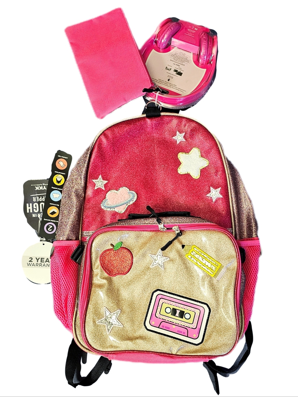 Locker Club Kids 16L Nylon Backpack set Headphones Pencil Pouch lunch box NEW